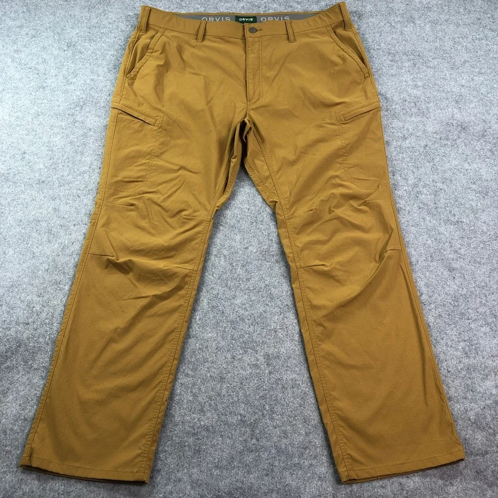 Orvis Mens Cargo Pants 40x32 (fits 40x31) Brown Performance Flat Front Fishing